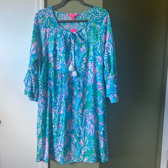 Lilly Pulitzer Dresses & Skirts - Lilly Pulitzer Azita Tunic Dress w/Tassel Blue Ibiza Aqua La Vista NWT $148